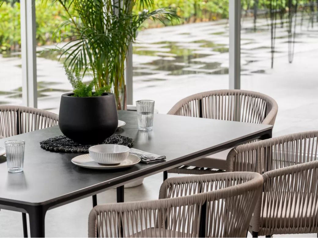 Magnate Dining Table Grey Stone Ceramic