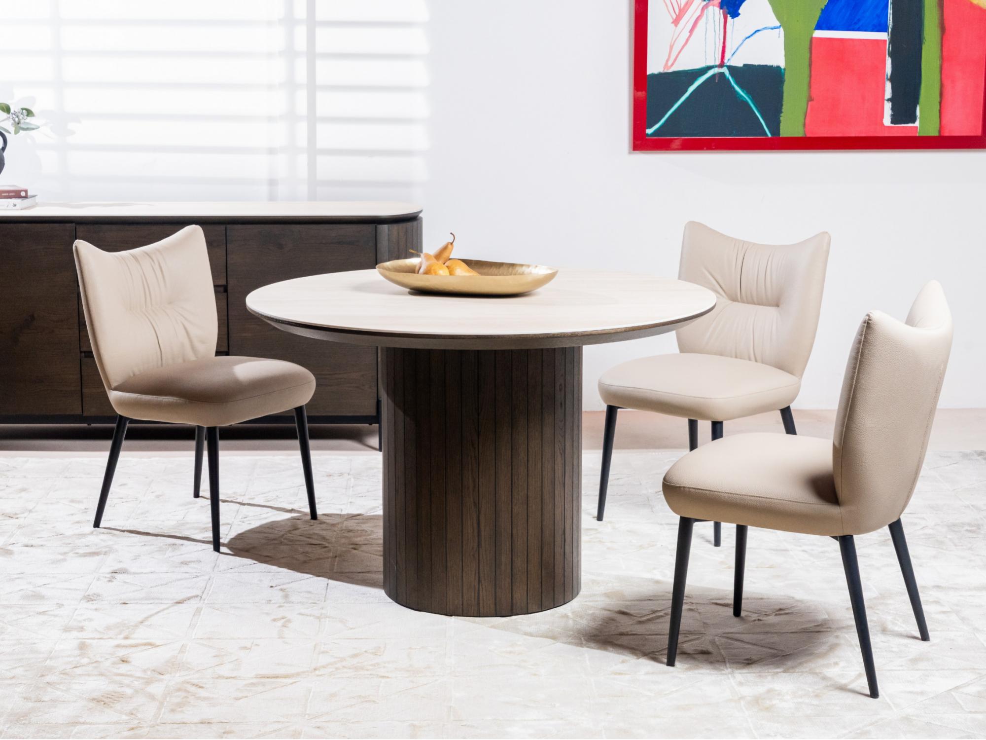 Sorrento Round Dining Table Bisque / Coffee