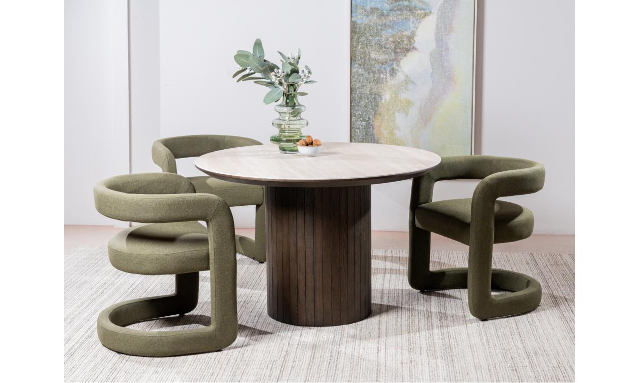Sorrento Round Dining Table Bisque / Coffee