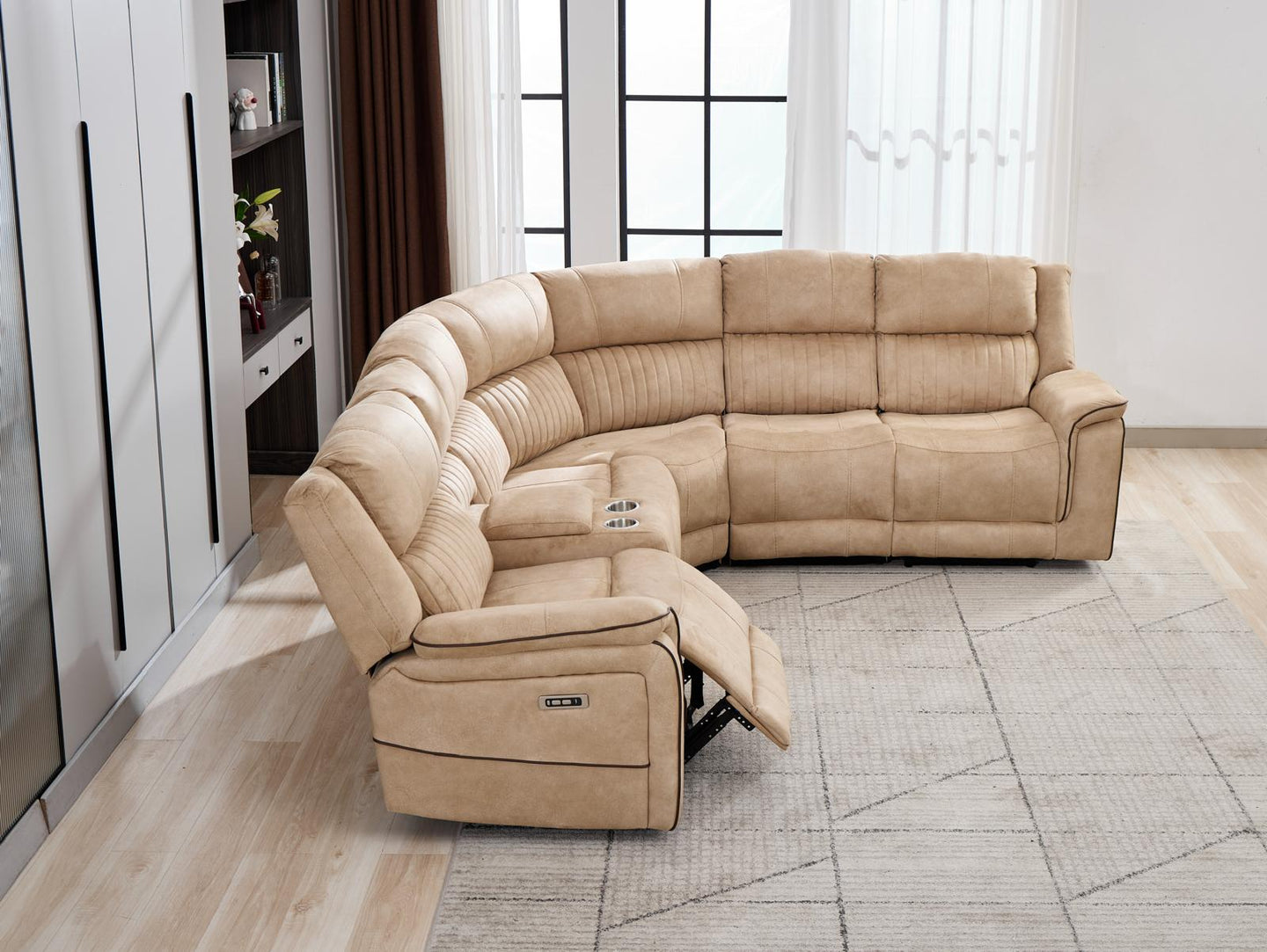 Fuji Fabric Sofa, 5 Seater Corner Recliner