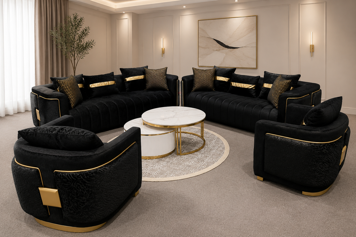 Avanus Fabric Sofa, 3+3+1+1 Seater Turkish