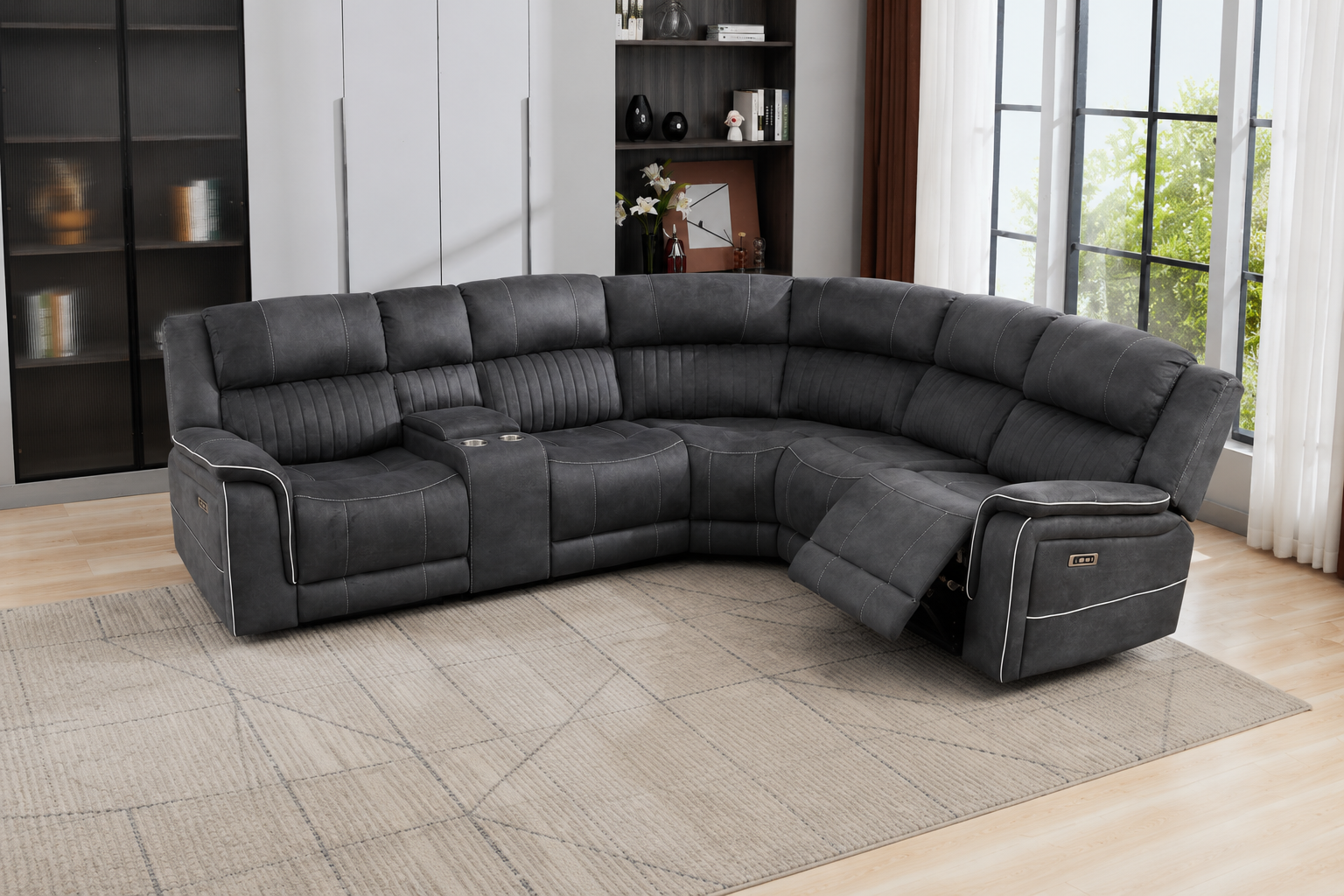 Fuji Fabric Sofa, 5 Seater Corner Recliner