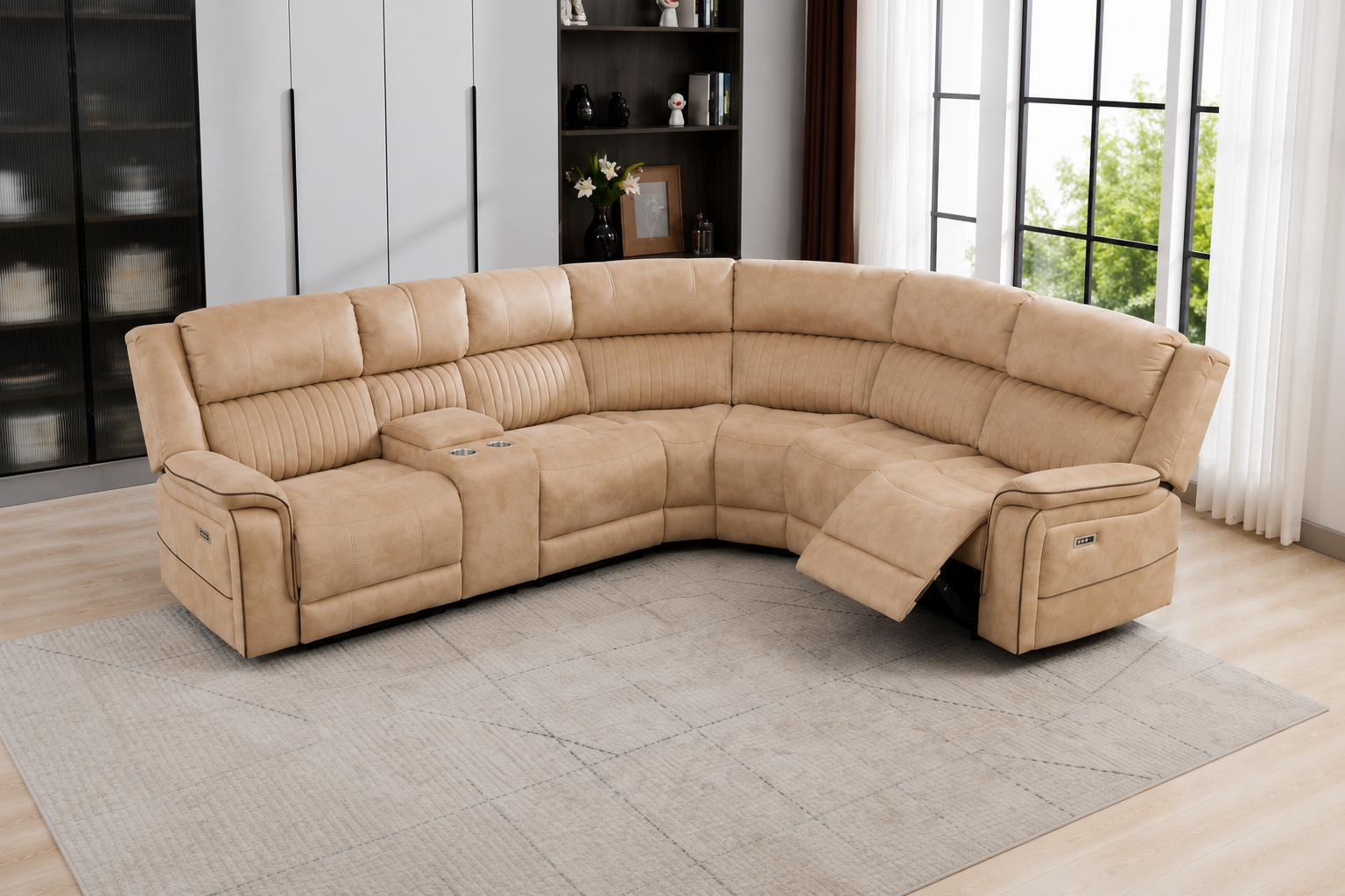 Fuji Fabric Sofa, 5 Seater Corner Recliner