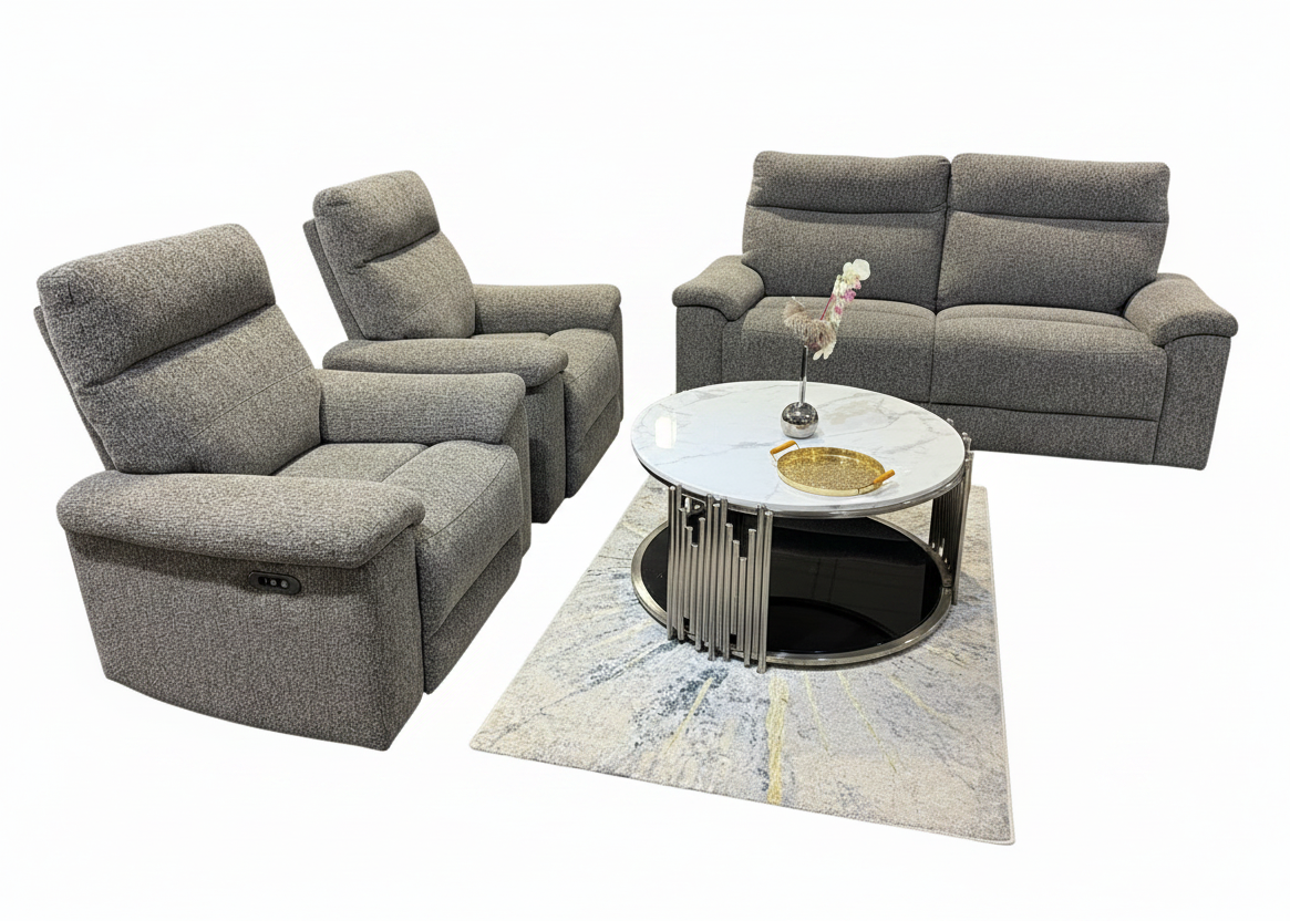 Clark Fabric Sofa, 3+1+1 Seater Recliner