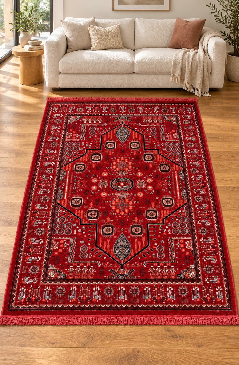 Red Lucky Matrix Rugs 12683