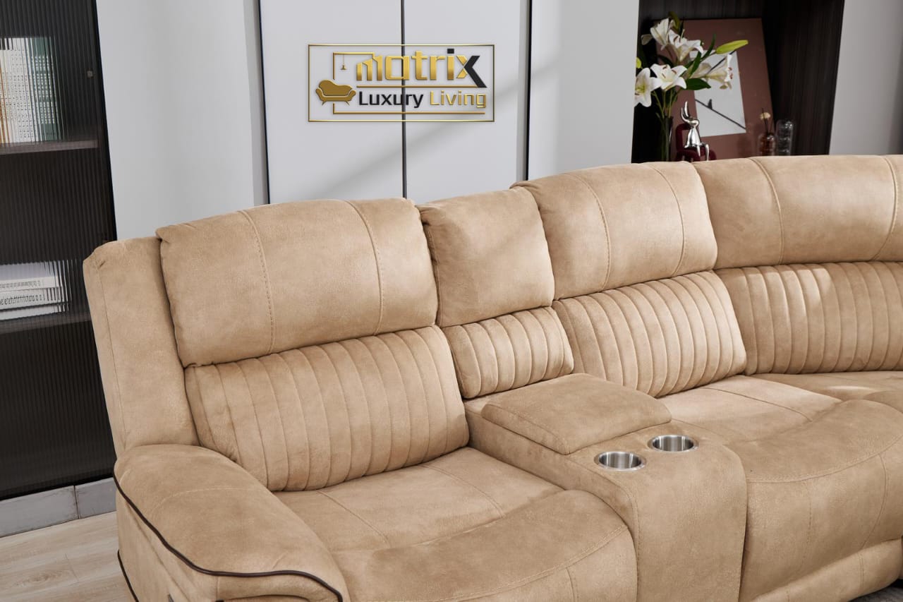 Fuji Fabric Sofa, 5 Seater Corner Recliner