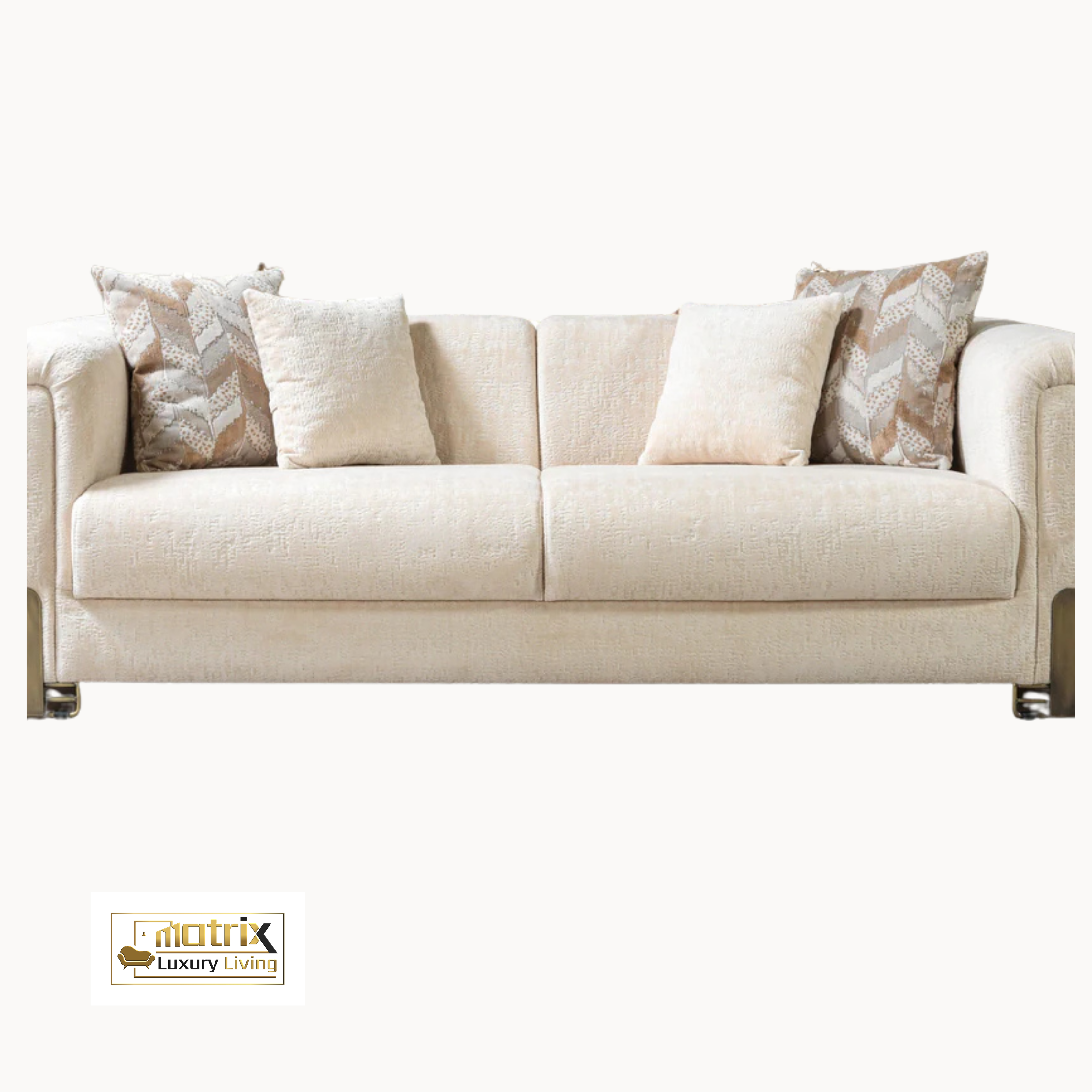 Ivory Fabric Sofa Set