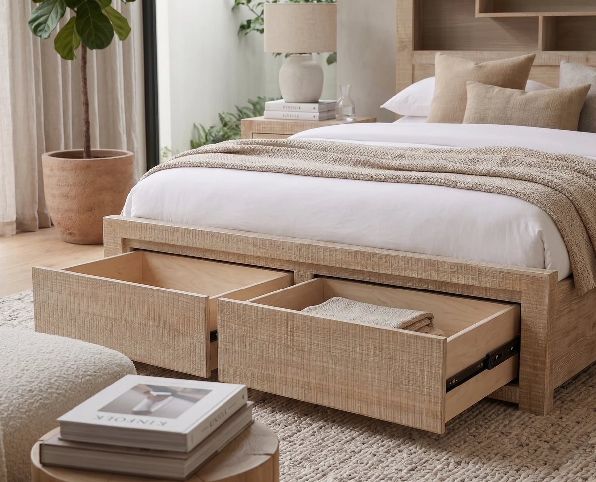 Lucas Bed 2 Drawer with Bookcase Headboard
