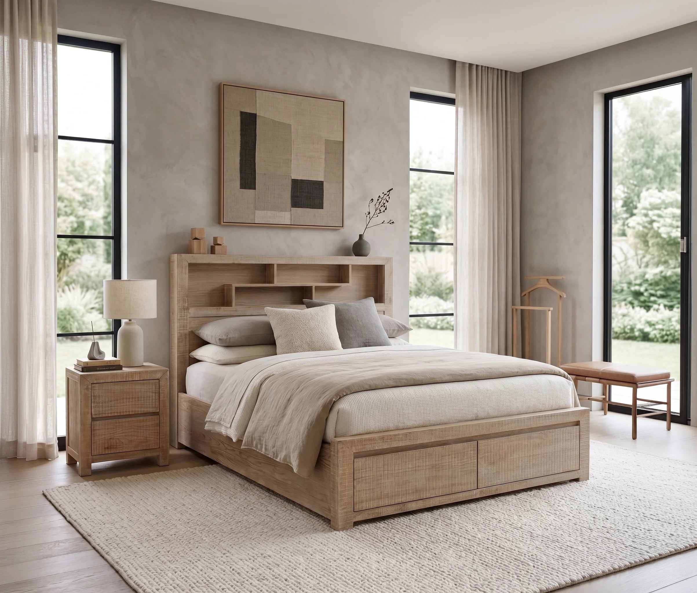 Lucas Bed 2 Drawer with Bookcase Headboard