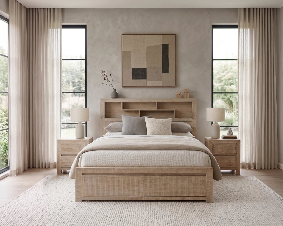 Lucas Bed 2 Drawer with Bookcase Headboard