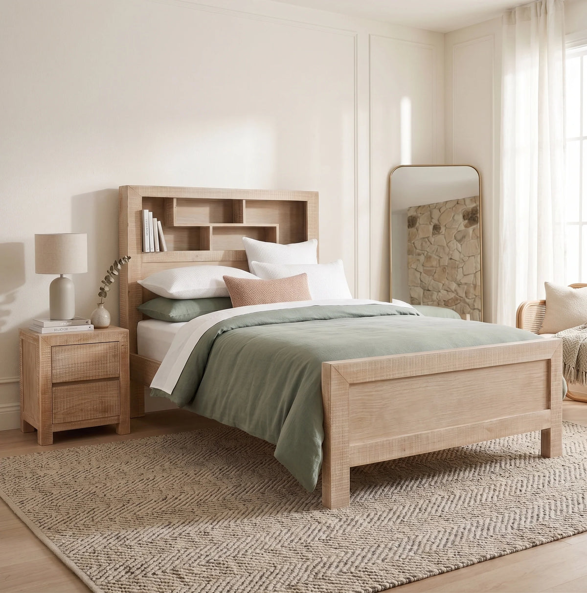 Lucas King Single Bed with Bookcase Headboard