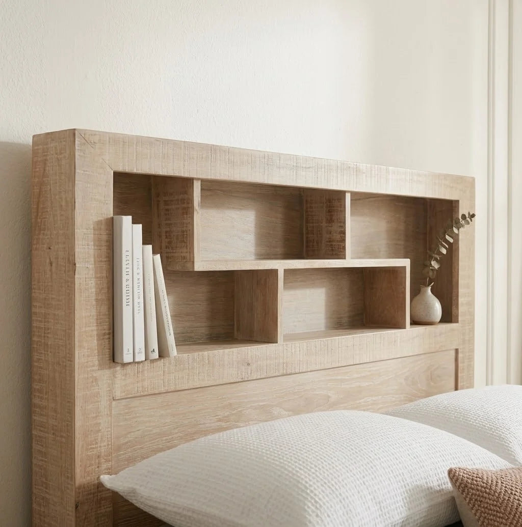 Lucas King Single Bed with Bookcase Headboard