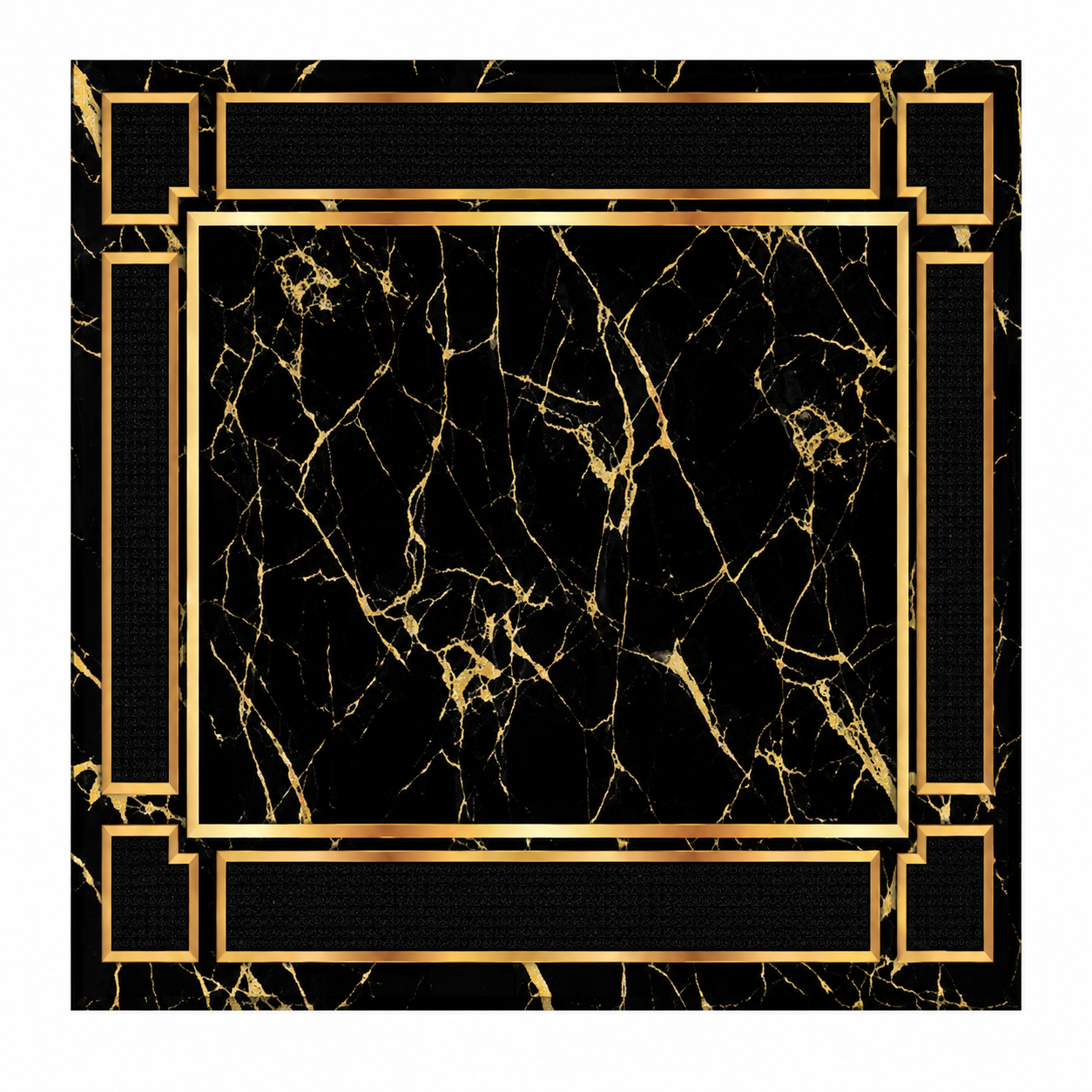 Luxury Black Marble Geometric Area Rug 10pcs 19967