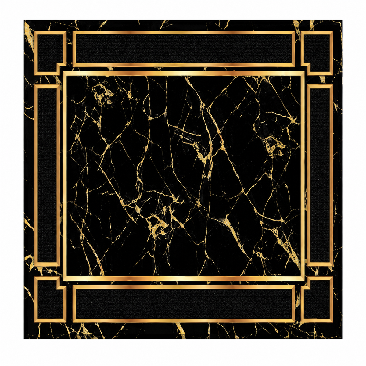 Luxury Black Marble Geometric Area Rug 10pcs 19967