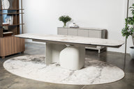 Messina Extension Dining Table Milan White Marble