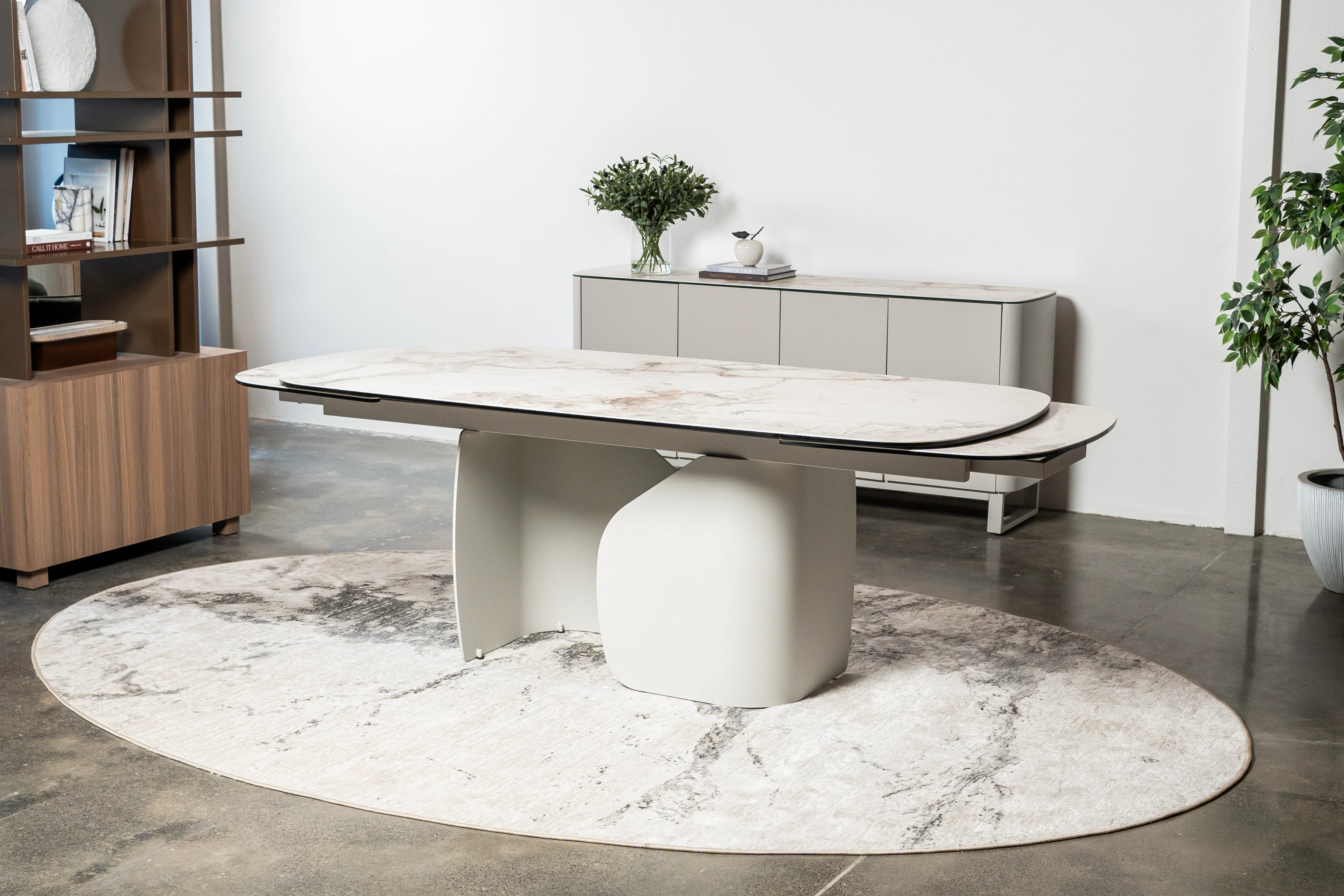 Messina Extension Dining Table Milan White Marble