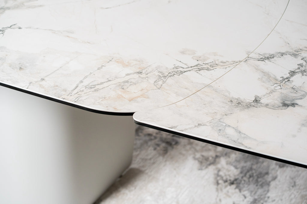 Messina Extension Dining Table Milan White Marble