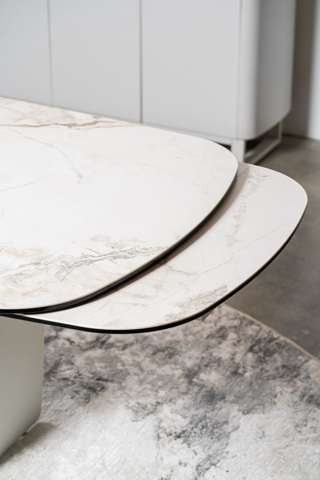 Messina Extension Dining Table Milan White Marble