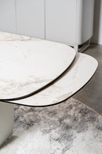 Messina Extension Dining Table Milan White Marble