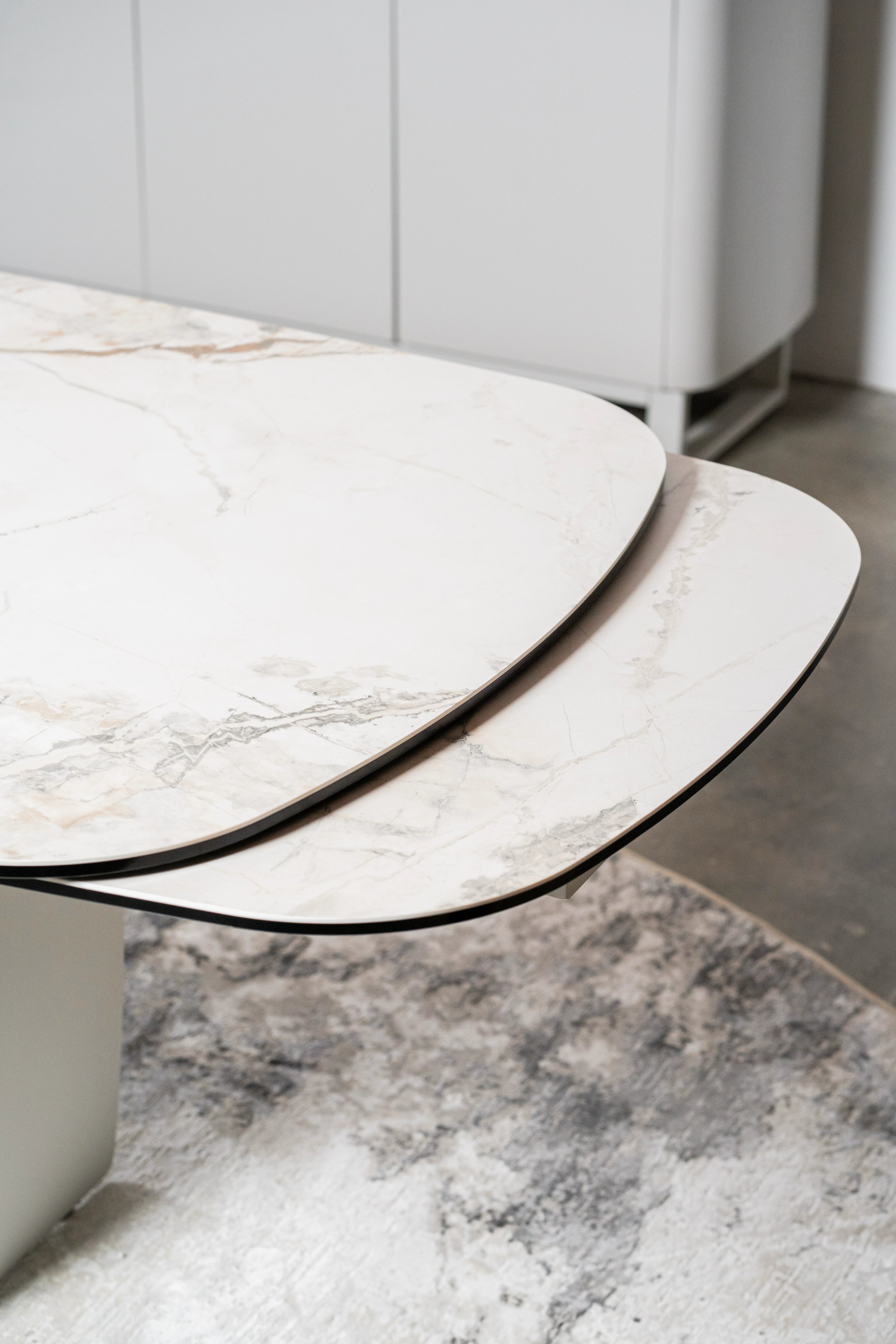 Messina Extension Dining Table Milan White Marble