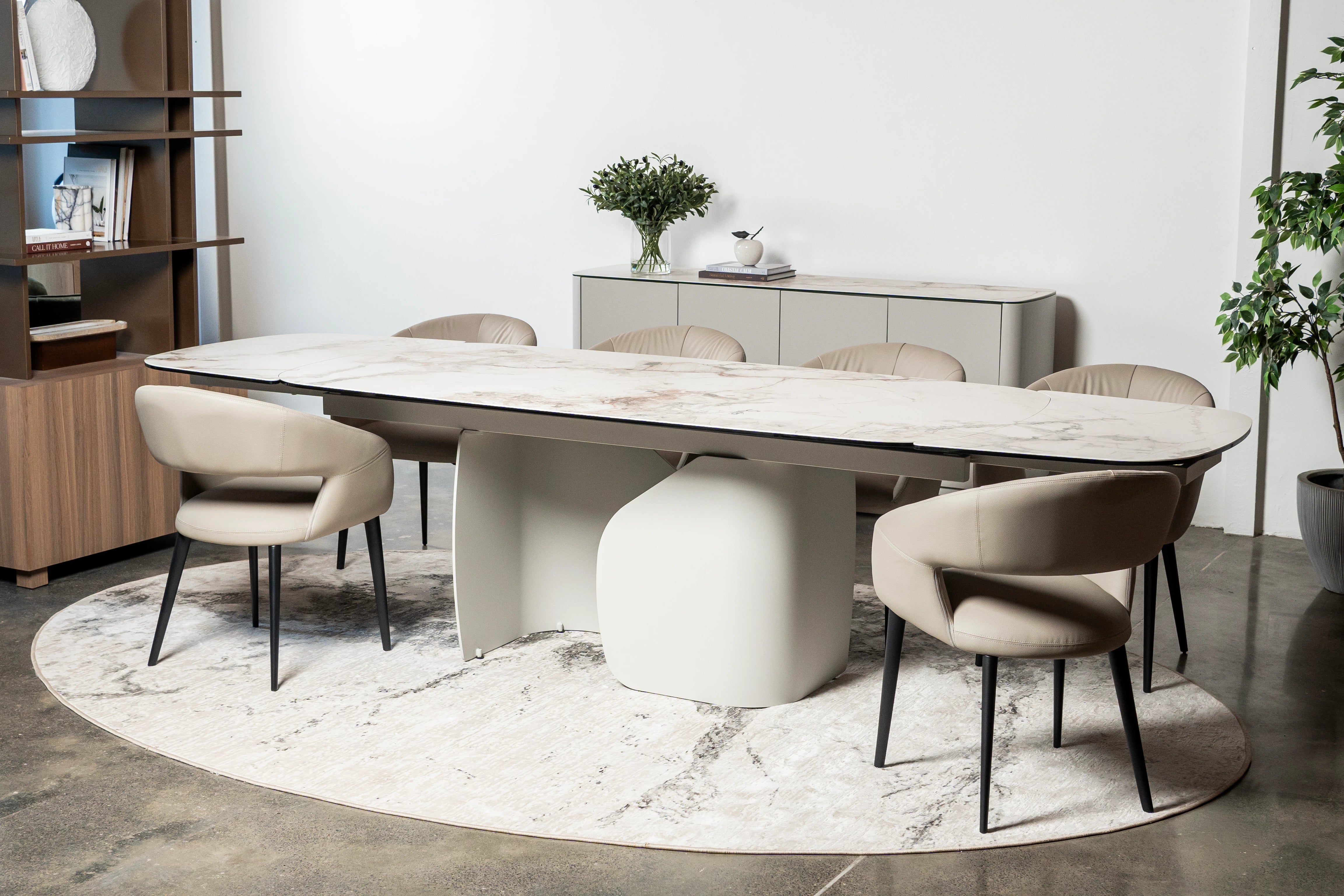 Messina Extension Dining Table Milan White Marble