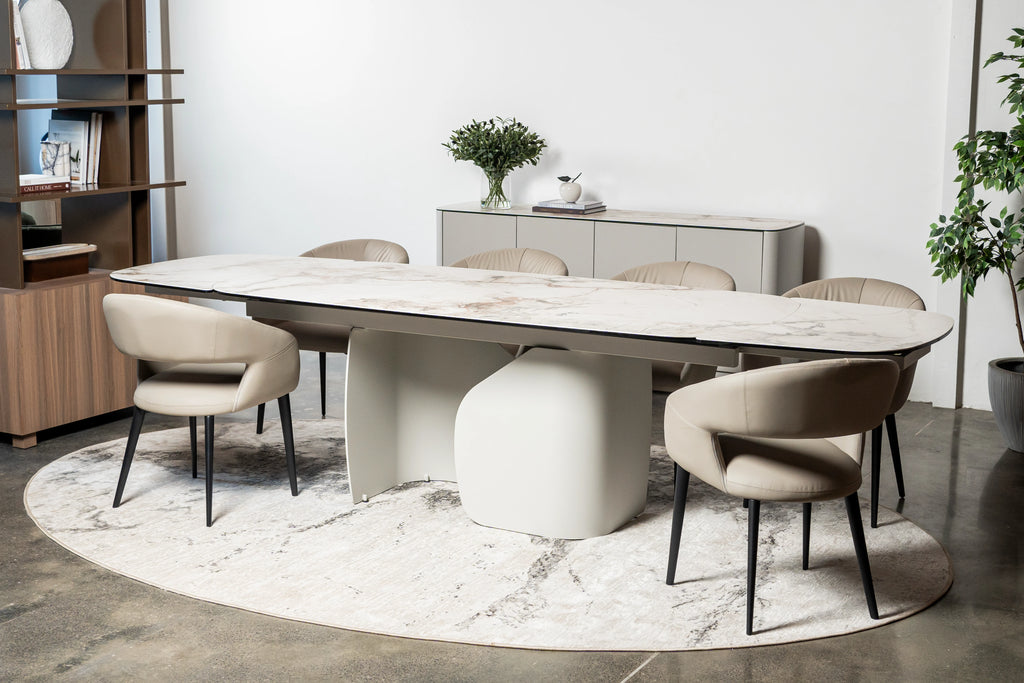Messina Extension Dining Table Milan White Marble