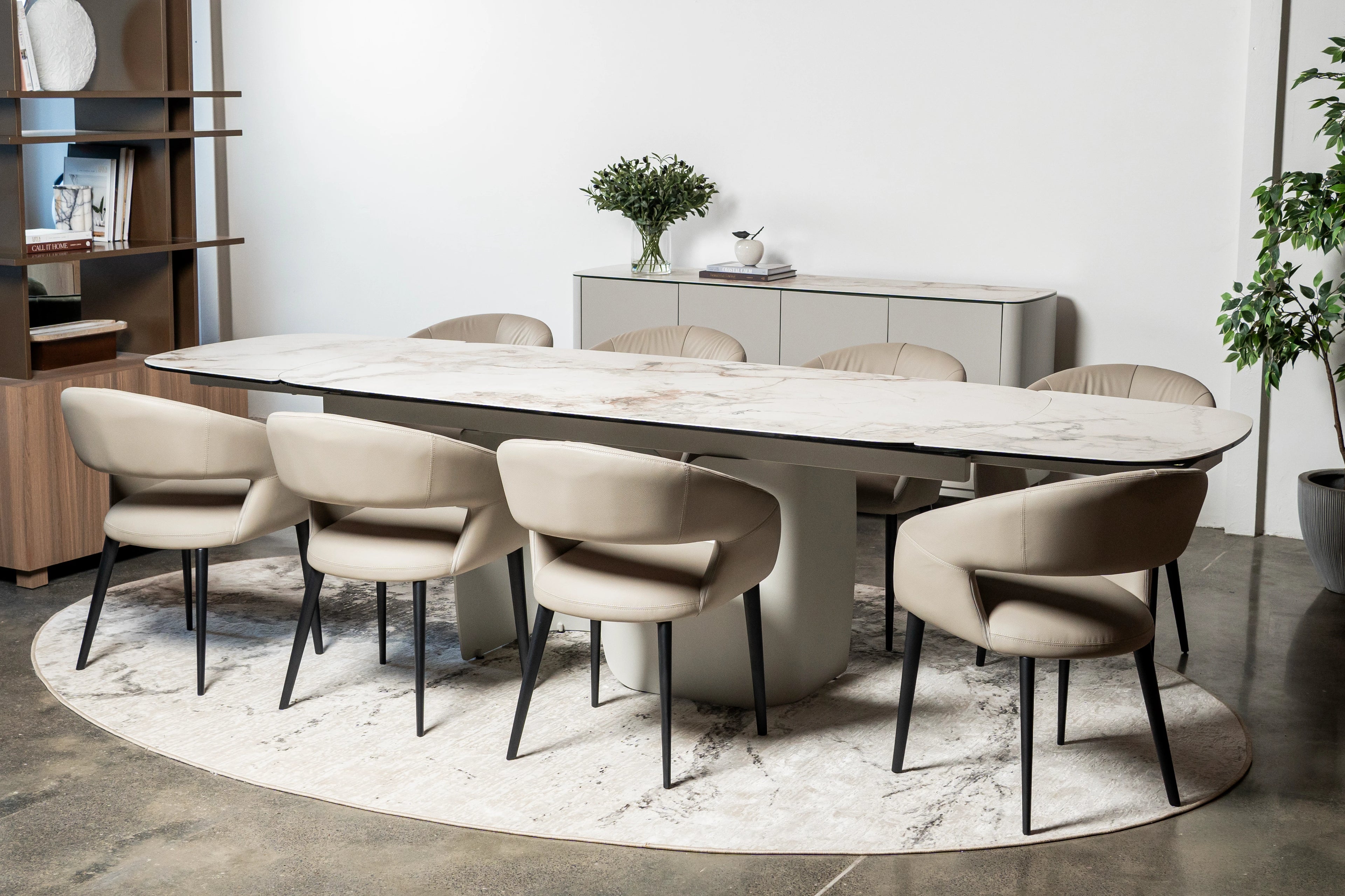 Messina Extension Dining Table Milan White Marble
