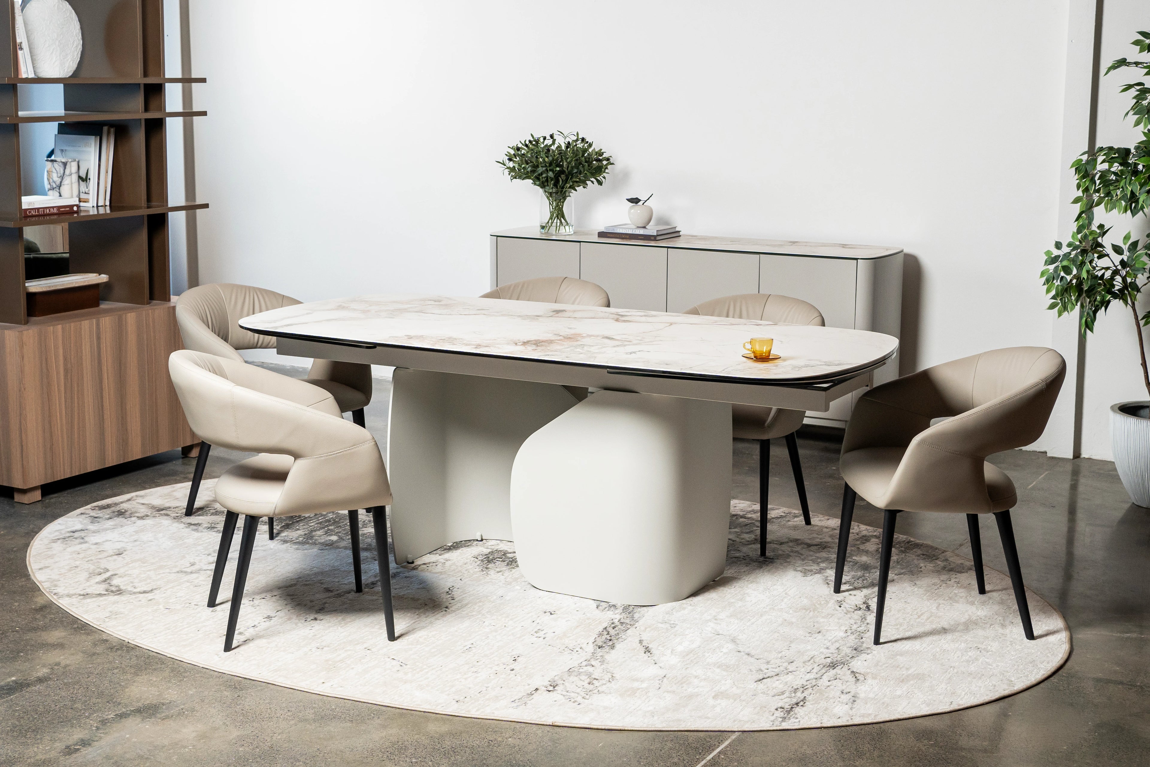 Messina Extension Dining Table Milan White Marble