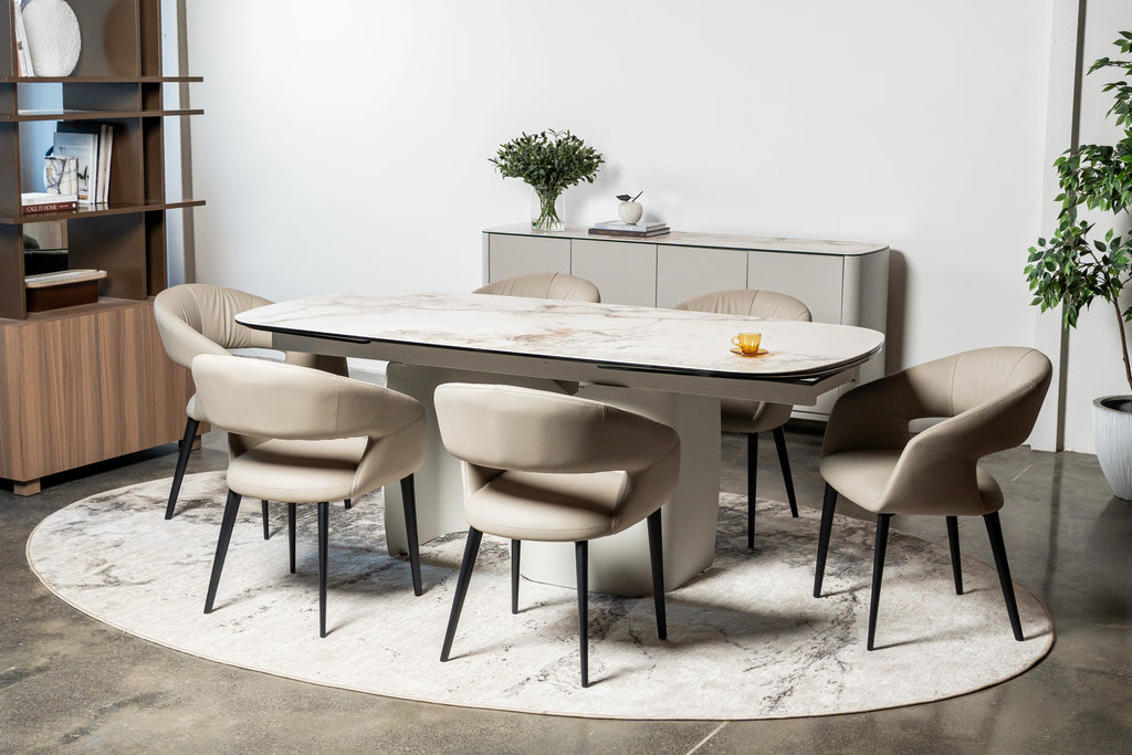 Messina Extension Dining Table Milan White Marble