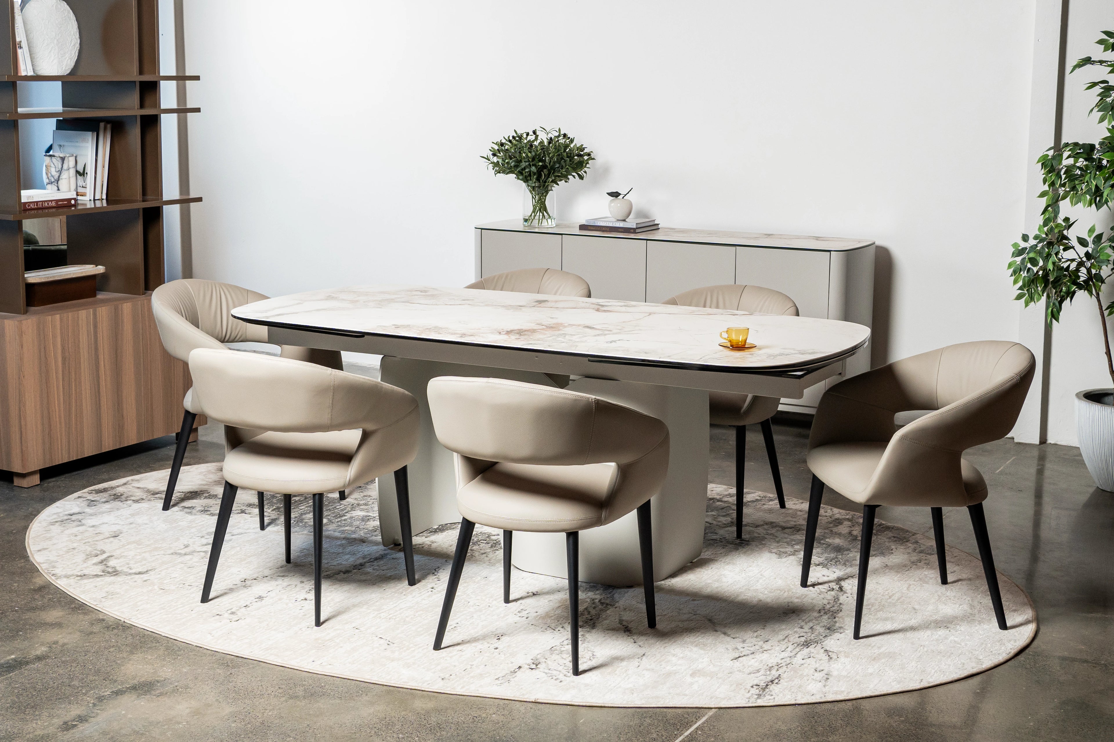 Messina Extension Dining Table Milan White Marble
