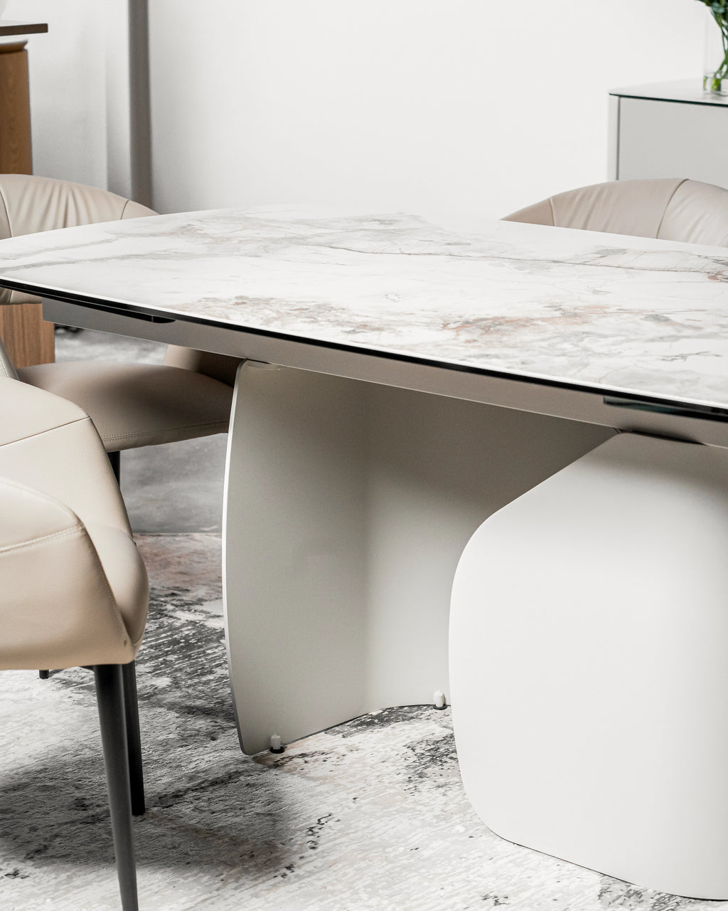 Messina Extension Dining Table Milan White Marble