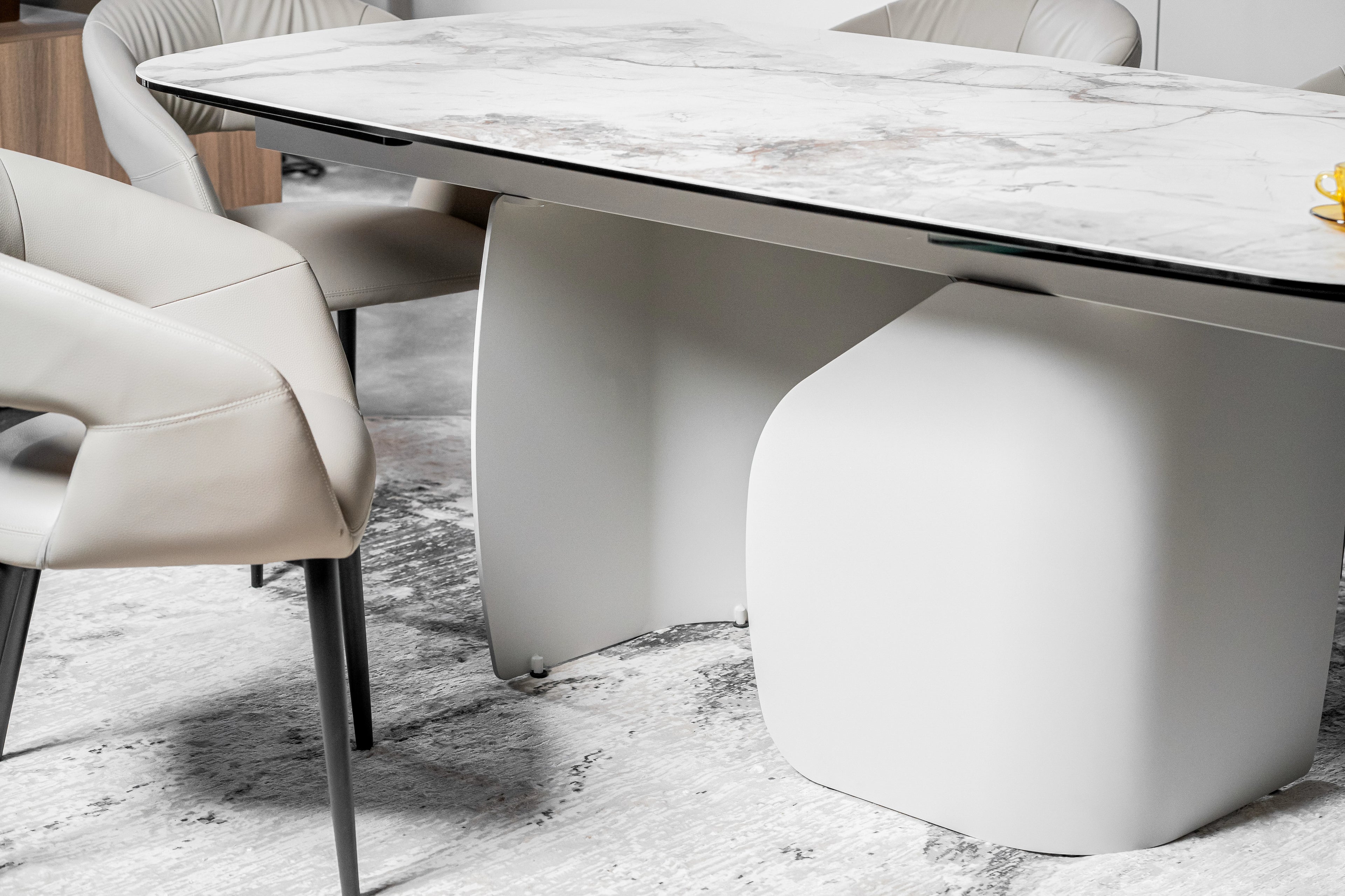Messina Extension Dining Table Milan White Marble