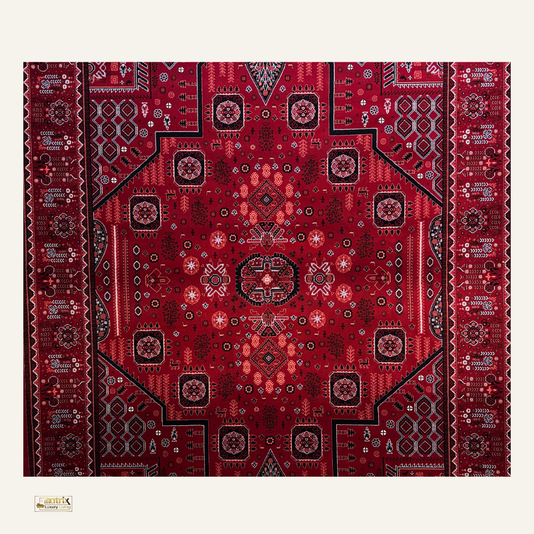 Red Lucky Matrix Rugs 12683