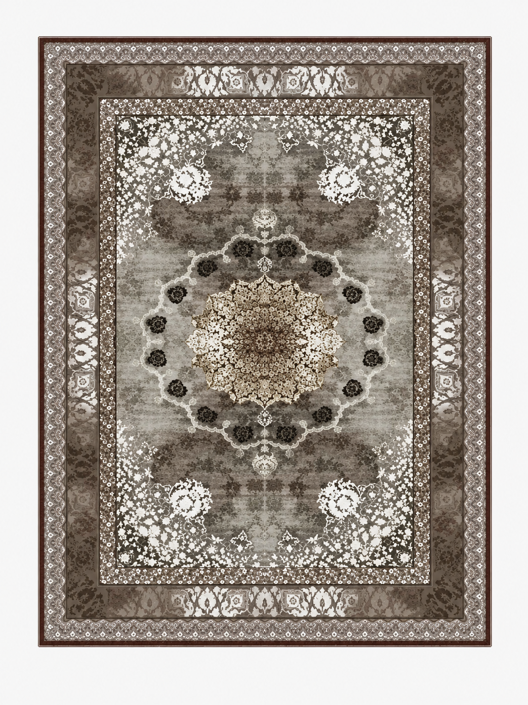 Ornate Taupe Persian Medallion 10pcs Rugs 11