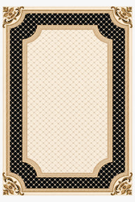 Ornate Ivory & Black Royal Lattice Rugs 10pcs Rugs