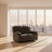 A gray leather reclining sofa.