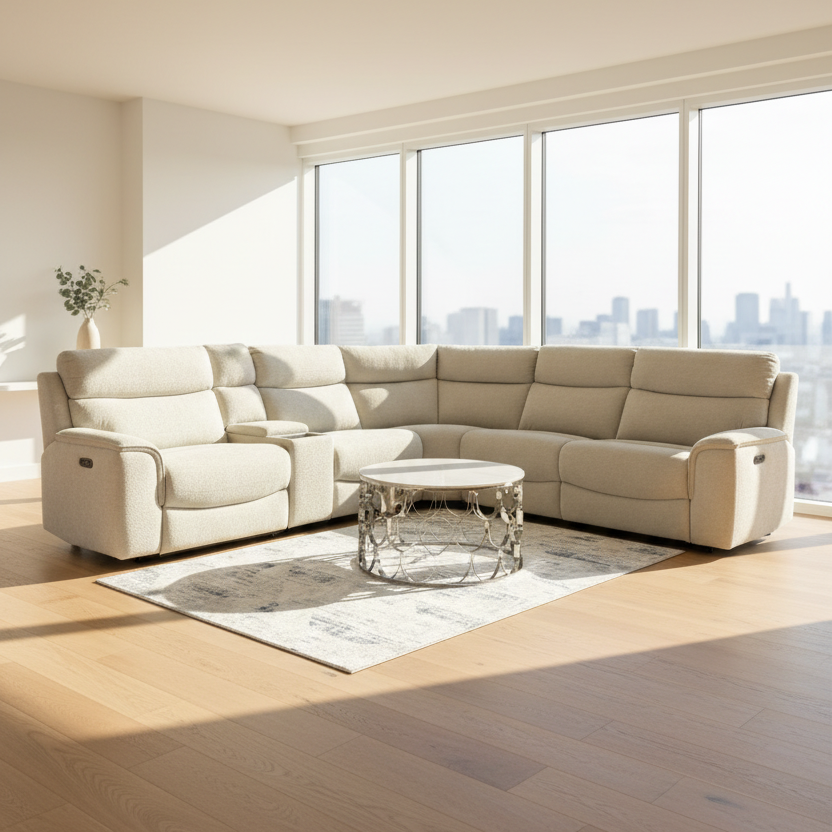 Vargo Corner Fabric Sofa, 5 Seater Recliner