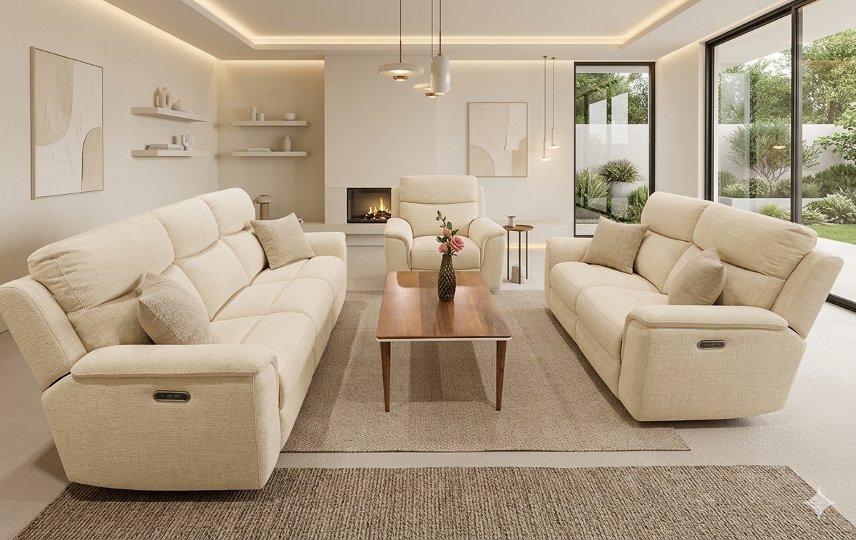 Vargo Fabric Sofa, 3+2+1 Seater Recliner