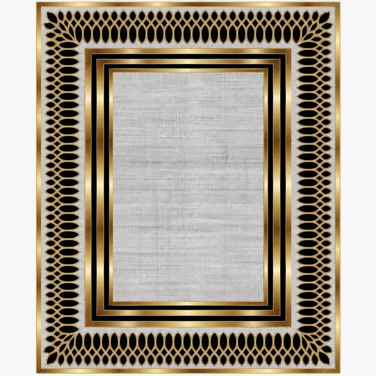 Luxurious Black & Gold Geometric Border Rugs 10pcs Rugs