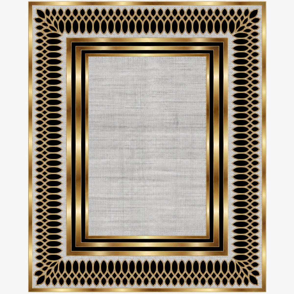 Luxurious Black & Gold Geometric Border Rugs 10pcs Rugs