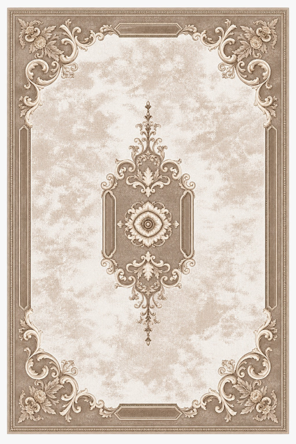 Elegant Taupe & Ivory Ornamental Medallion Rugs 10pcs Rugs