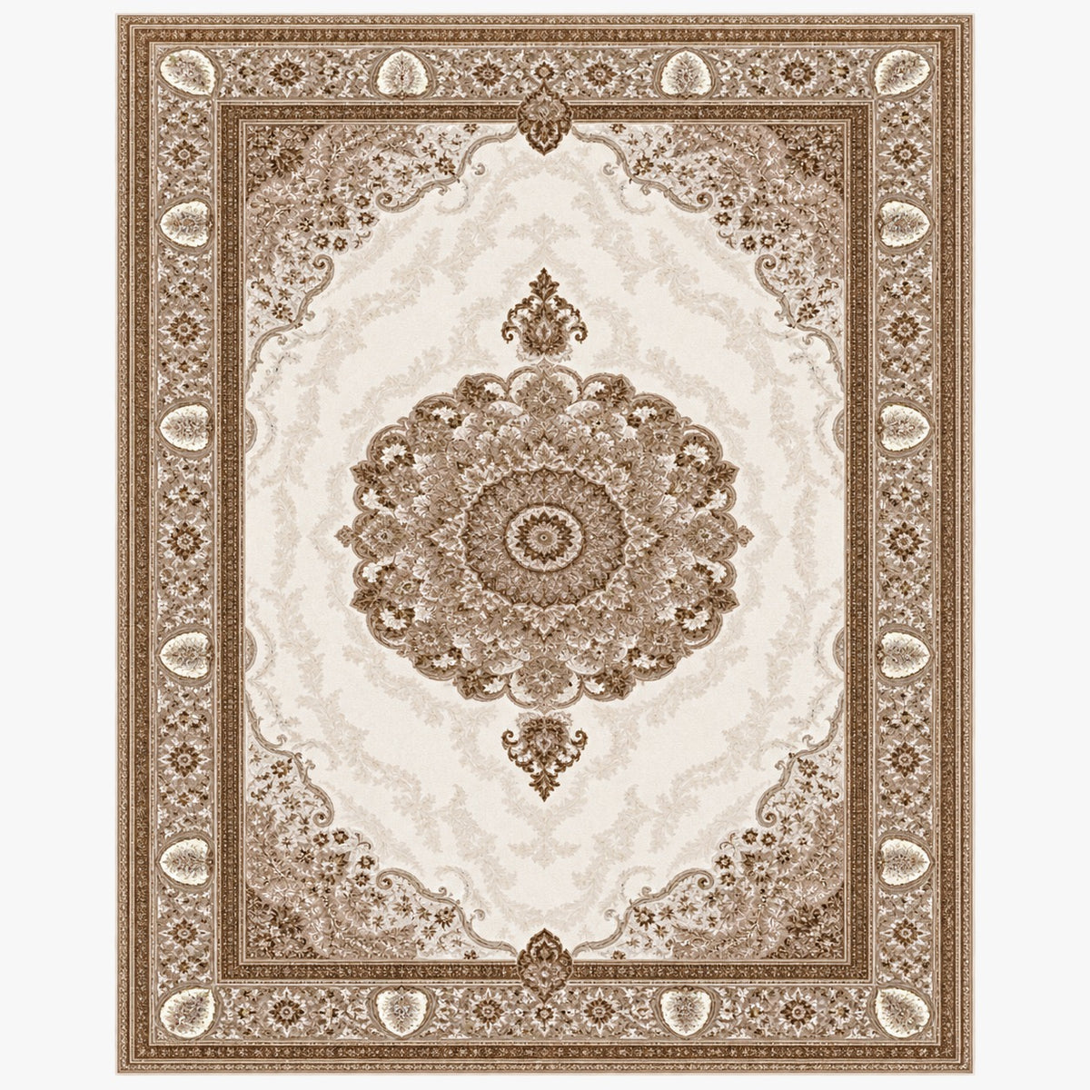 Royal Heritage Beige & Brown Persian Medallion Area Rug 10pcs Rugs