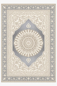 Royal Silver & Ivory Floral Medallion Area Rug 10pcs Rugs