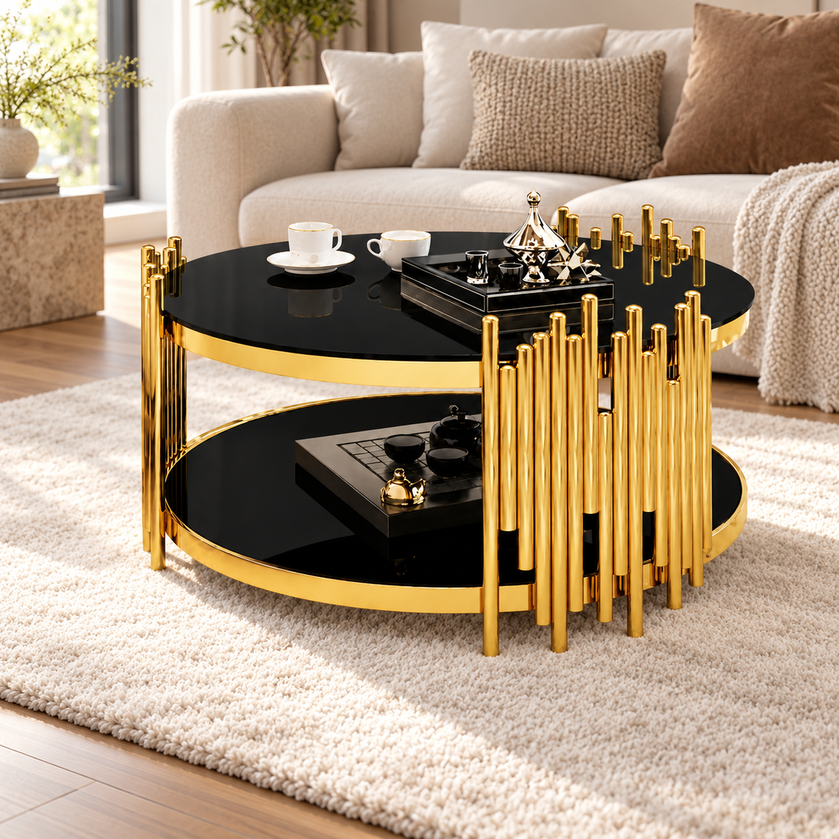C1118 Glass Coffee Table in a contemporary living room