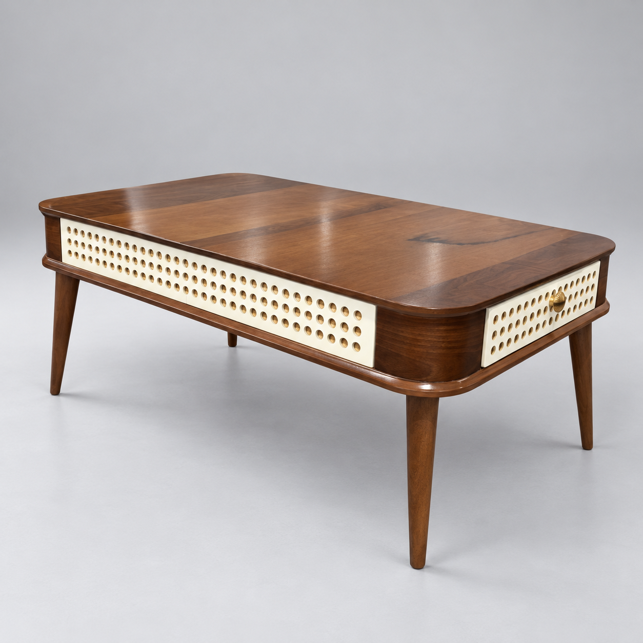 Rectangular Wood Coffee Table in a clean studio setting