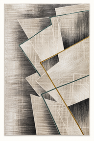 Turkish Matrix Rugs 12664, full-length cream and charcoal geometric rug in 200 x 300 cm proportions