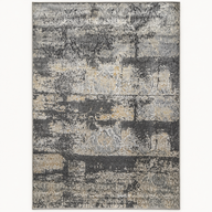 Turkish Matrix Rugs 12668, complete grey distressed damask rug in 200 x 300 cm proportions