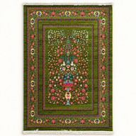 Green Lucky Matrix Rugs 12669, complete green floral rug in 200 x 300 cm proportions