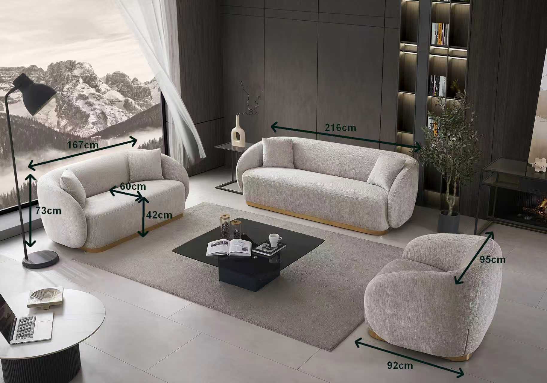 Viola Fabric Sofa, 3+3+1+1 Seater Turkish
